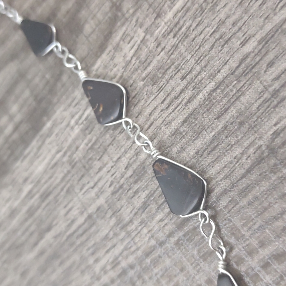 Brown Stone Silver Necklace - image 7